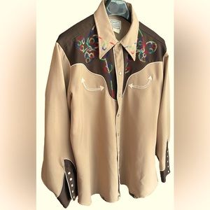 California Ranchwear Vintage Cowboy Rodeo Embroidered Button Shirt VINTAGE XL